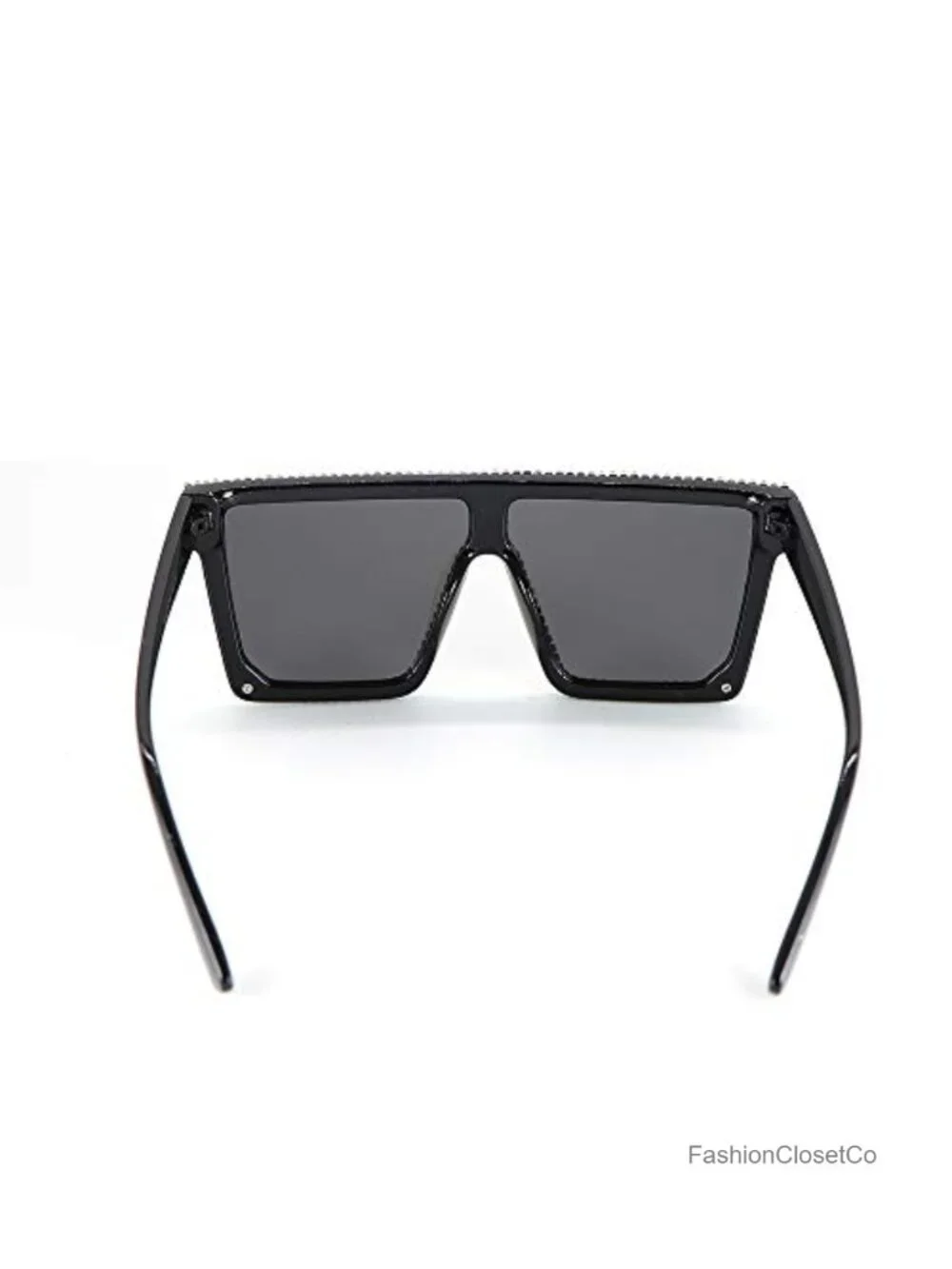 Oversized Square Bling Rhinestone Flat Top Sunglasses, UV400 Protection,